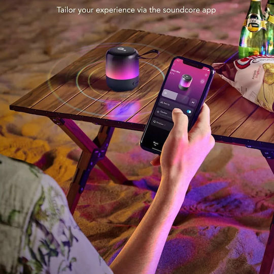 Anker Soundcore Glow Mini Αδιάβροχο Ηχείο Bluetooth 8W με Διάρκεια Μπαταρίας έως 12 ώρες Μαύρο