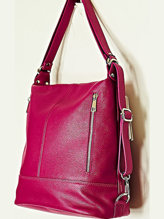 Leder Damen Handtasche Rucksack Handtasche Schulter Fuchsie