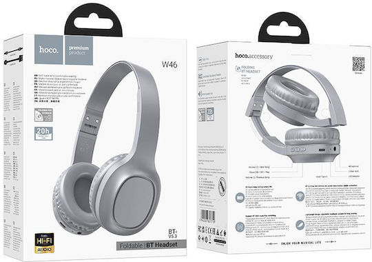 Hoco Charm W46 Bluetooth Wireless Over Ear Headphones with 20 hours of Operation Light Blue Gray