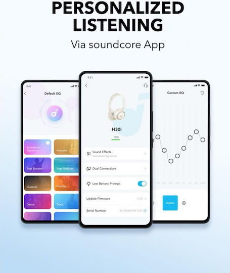 Soundcore by Anker H30i Wireless / Wired On Ear Headphones with 70 hours of Operation and Quick Charge White