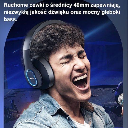 Awei A100BL Bluetooth Wireless Over Ear Headphones with Radio with 12 hours of Operation Black