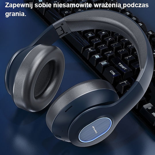 Awei A100BL Bluetooth Wireless Over Ear Headphones with Radio with 12 hours of Operation Black