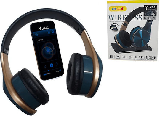 Andowl Q-HE70 Bluetooth Wireless On Ear Headphones with Radio Black