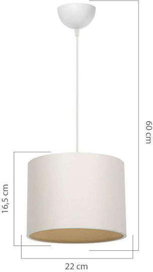 Pakketo Pwl-1115 Pendant Light Beige with Socket E27 22x22x60cm