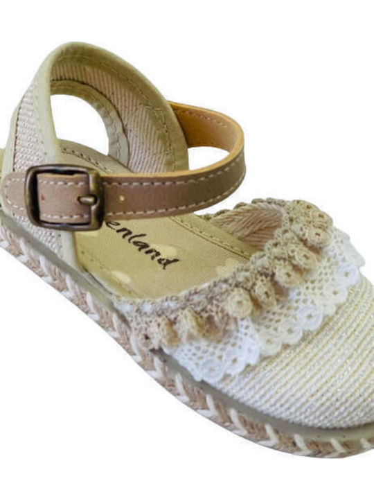 Kids Espradrilles with Adjustable Metal Clasp Beige