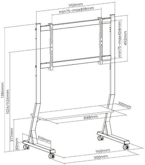 Art SD-22 1163228 TV Mount Floor up to 90" and 60kg Black