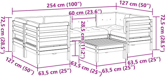 Garten- und Outdoor-Möbelsets Wohnzimmer Typsatz 7 Stück Grau mit Kissen