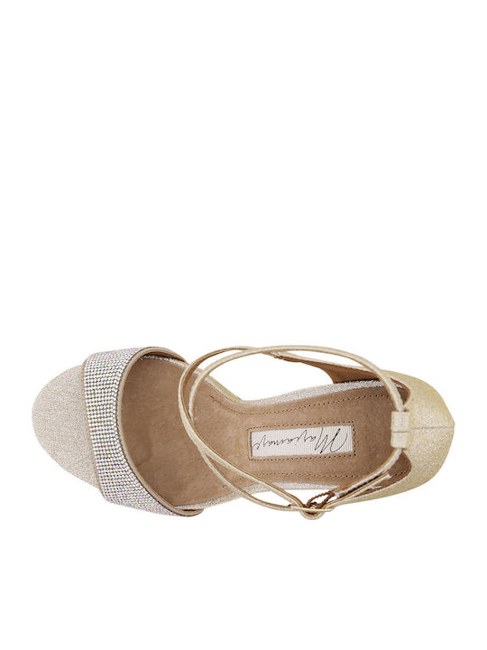 Stoff Sandalen mit Strass Gold
