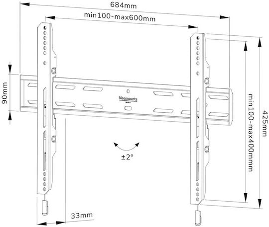 Neomounts WL30S-850BL16 Βάση Τηλεόρασης Τοίχου έως 82" και 70kg