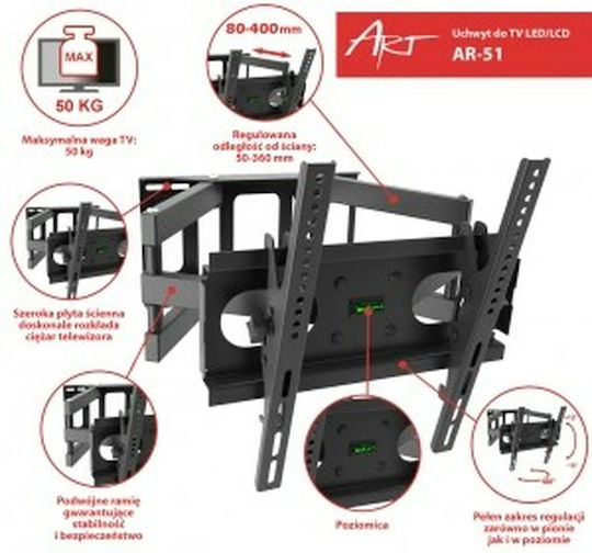 Art AR-51 AR-51 Wandhalterung für Fernseher mit Arm bis 60" und 50kg