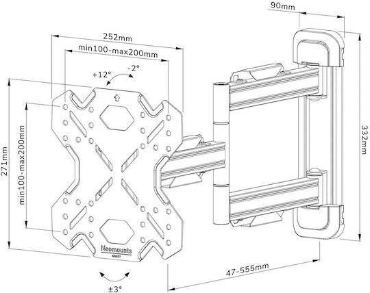 Neomounts WL40S-850BL12 Wall TV Mount with Arm up to 55" and 40kg