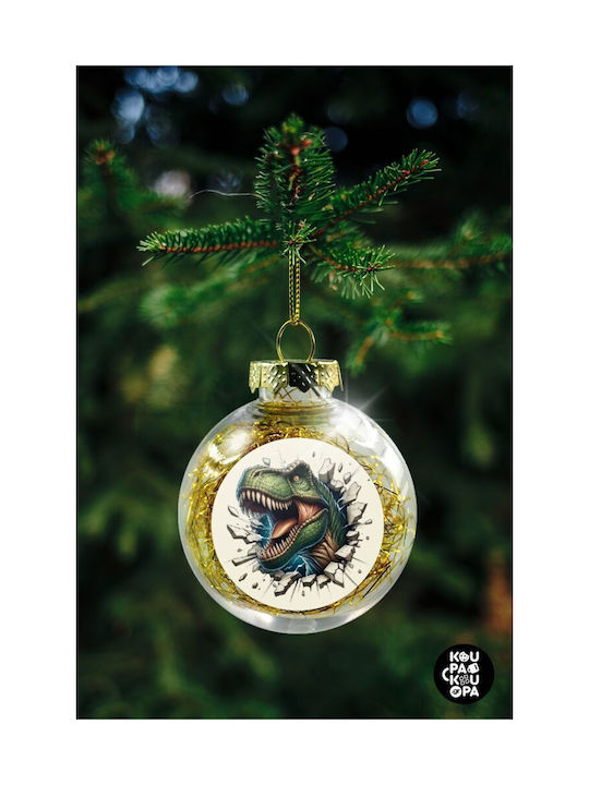 Dinosaur Break Wall Christmas Tree Christmas Ball Transparent Gold Filling 8cm