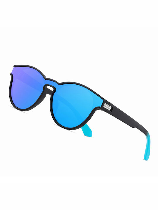 Techsuit Unisex Sunglasses with Black Frame and Blue Polarized Lens