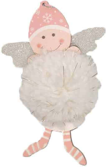 Weihnachtliche Holz Figur Cherub Weiß