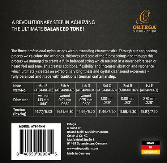 Ortega Atmosphere Hard Einstellen Nylon Klassische Gitarrensaiten 28 - 44