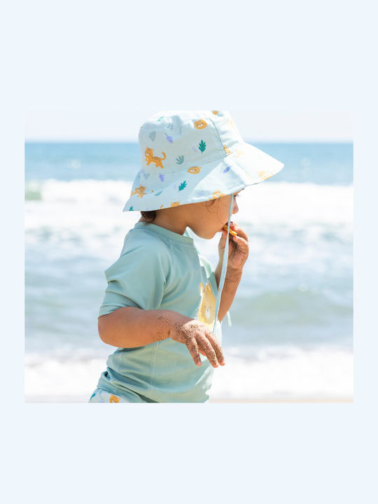 Saro Kids' Bucket Fabric Sunscreen Hat Jungle Cheetah Light Blue