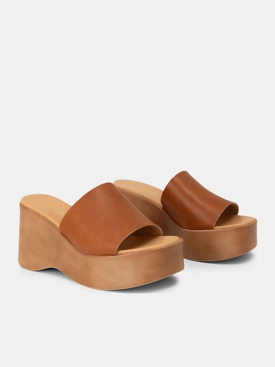 Mules Bozikis X Si Bolleti Мека Подметка и Широка Фаза Летни Дамски Платформи 4011 D Тауп Синтетична Кожа