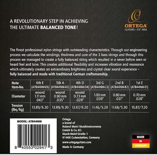 Ortega Set Nylon de Corzi pentru Chitară clasică Atmosphere Μedium 28 - 43"