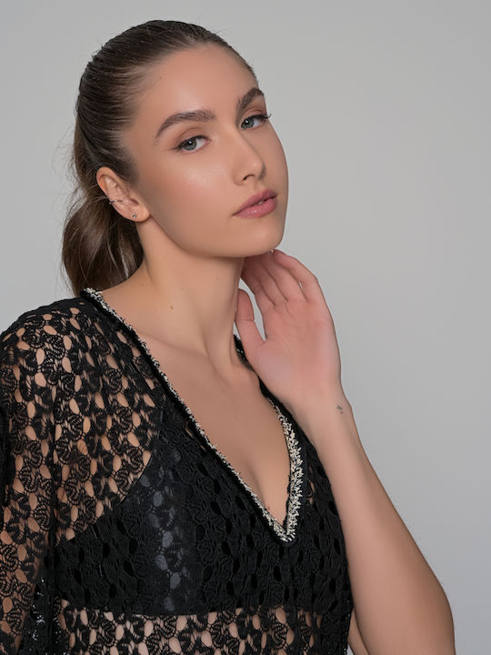 Milena by Paris Damen Mini Kaftan Strand Black