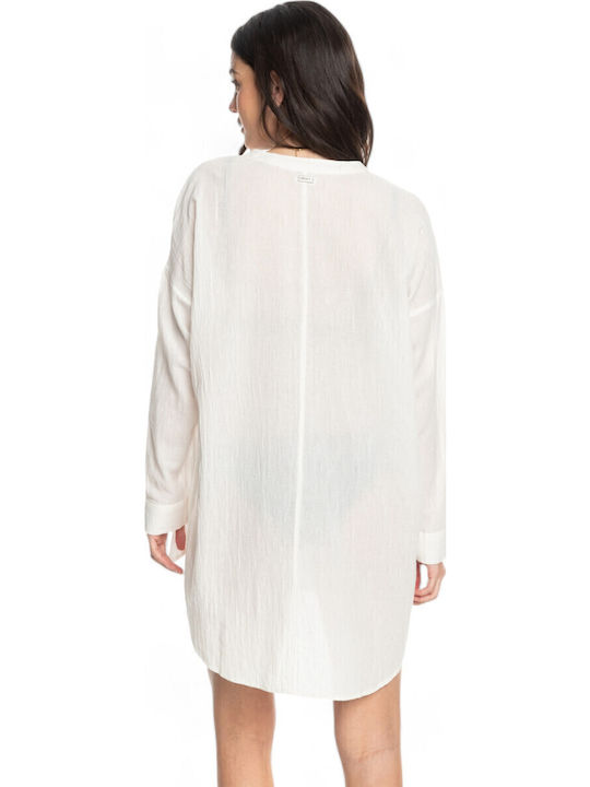 Shoreline Lights Summer Mini Shirt Dress White