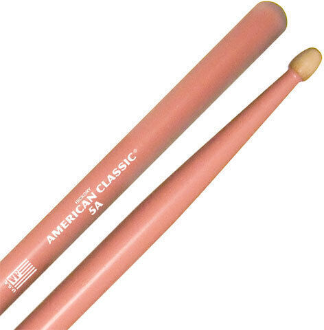 Vic Firth Hickory Μπαγκέτες Ντραμς American Classic 5A με Σχήμα Μύτης Drop σε Ροζ Χρώμα