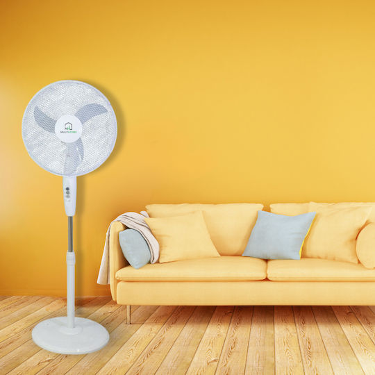 MultiHome Стоящ Вентилатор 65W Диаметър На Вентилатора 45см Бял