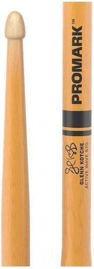 Promark Hickory Μπαγκέτες Ντραμς Signature Glenn Kotche Active Wave 570 με Σχήμα Μύτης Acorn