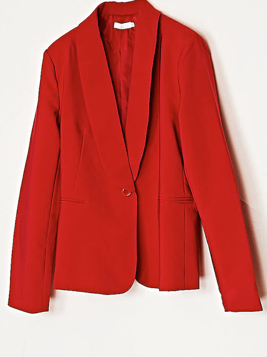 Cuca Women's Crepe Waisted Blazer RED
