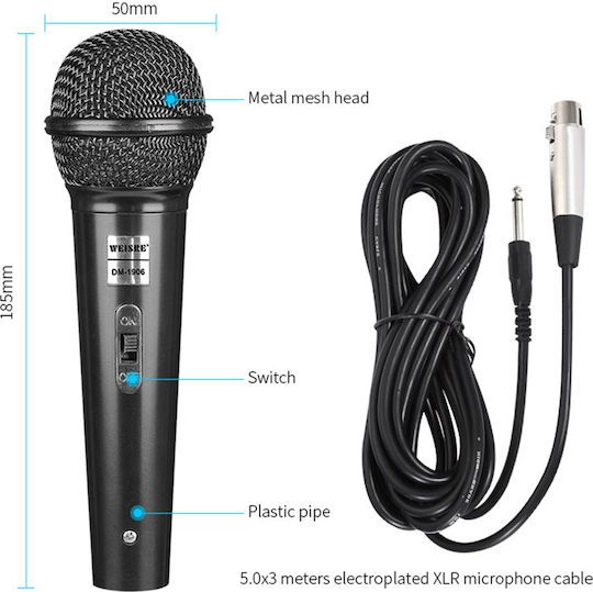 Weisre Μικρόφωνο Karaoke Ενσύρματo MC-DM-1906 Μαύρο