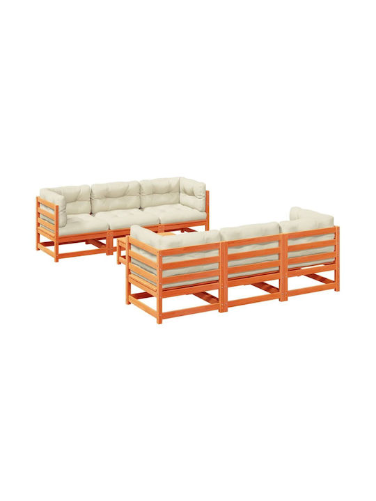 Set Cameră De Zi Pentru Exterior 7 Piese Maro Cu Perne
