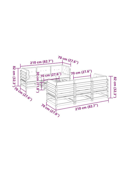 Set Cameră De Zi Pentru Exterior 7 Piese Maro Cu Perne