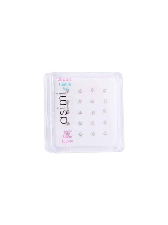 Silver Nose Stud Square Zircon 1.5mm