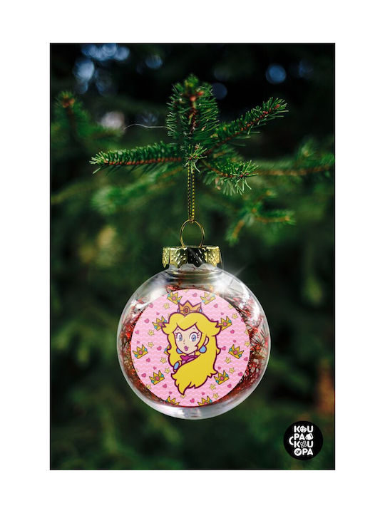 Princess Peach Christmas Hanging Ball Ornament Plastic Transparent With Gold Dust With Beads Transparent