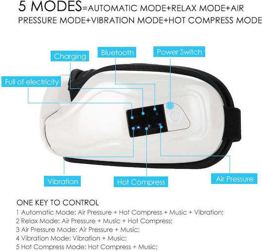 Augenmassagegerät Zola 5 Massagefunktionen Infrarotheizung Integrierte Lautsprecher Verstellbar 23 X 10