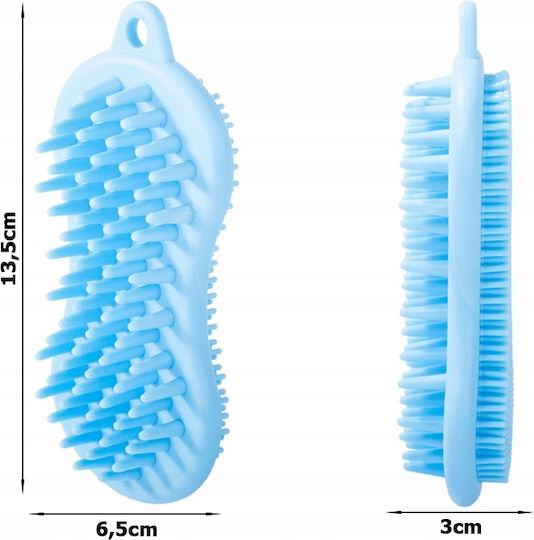 Ubx Double Silicone Brush Hair Body Massage 13.5x6.5x3 Cm Blue