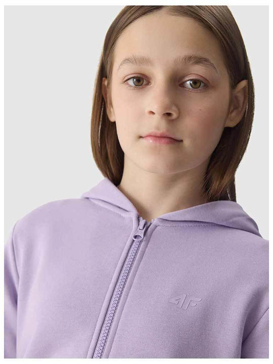 Kids Cardigan Cotton with Hood Purple