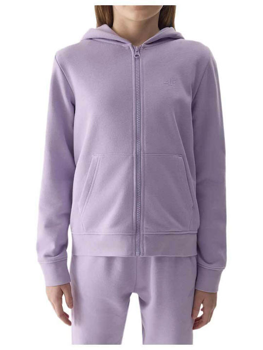 Kids Cardigan Cotton with Hood Purple