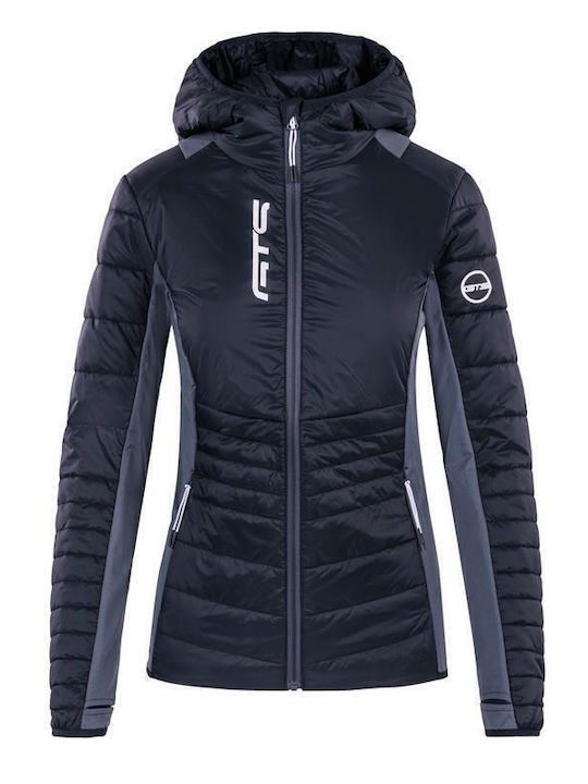 Κοντό Γυναικείο Puffer Μπουφάν για Χειμώνα Navy Blue
