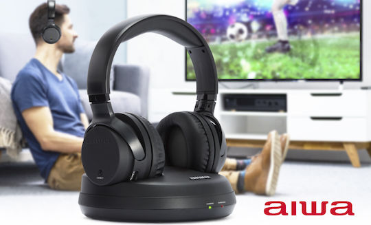 Aiwa WHF-880 Ασύρματα / Ενσύρματα Over Ear Ακουστικά με Ραδιόφωνο με 10 ώρες Λειτουργίας Μαύρα