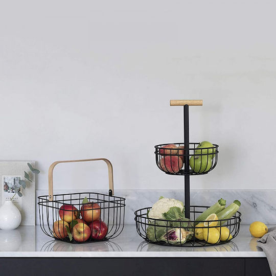 Lacor Φρουτιέρα Ξύλινη Μαύρη 26x26x18.3εκ.