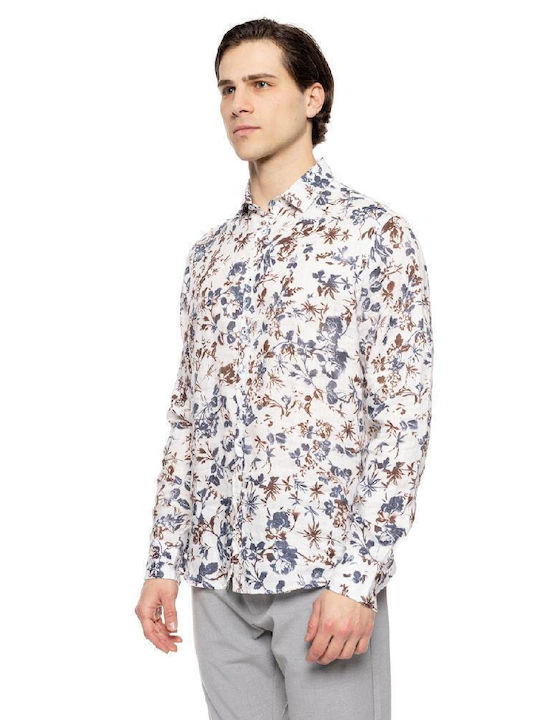 Smart Men's Shirt Long Sleeve Linen Off White