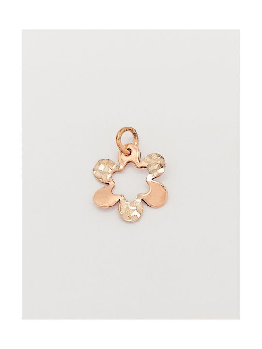 PS Silver Charm with design Flower from Pink Gold Plated Silver