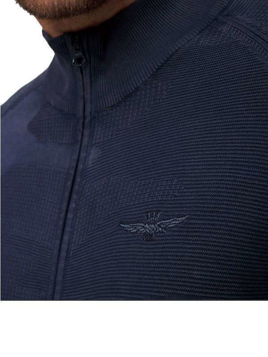 Aeronautica Militare Men's Sweater with Zipper Navy Blue