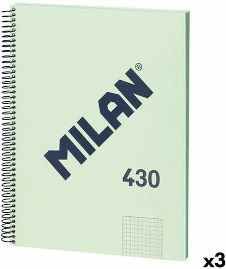 Milan Set 3 Notizbücher Spirale 80 Blätter A4 Quadrat Grün