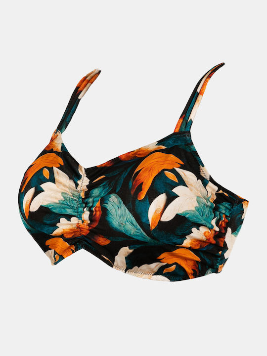 Damen Bikini-Top Rock Club Große Büste Kunst-Print Bikini Reguläre Passform Lycra Cup E