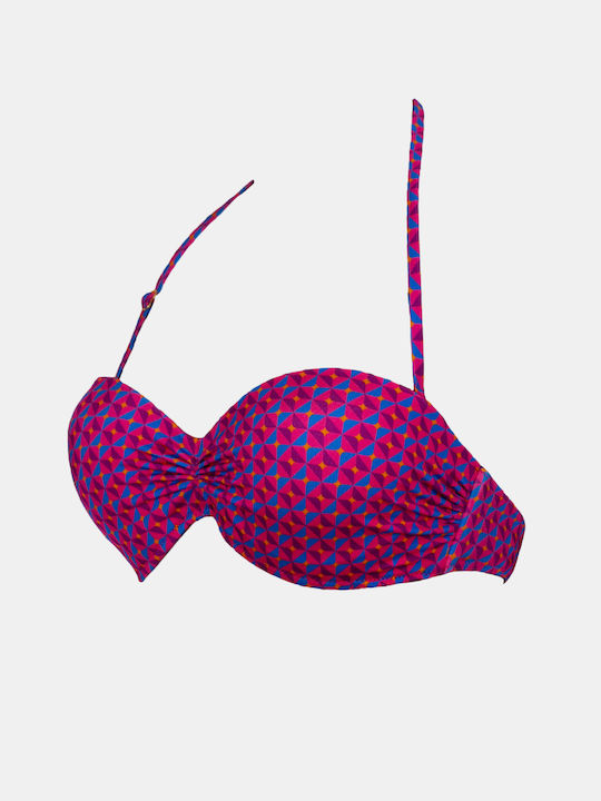 Damen-Bademode BH trägerlos Rock Club Windy Print Push-up Bikini Regular Fit Lycra Cup B