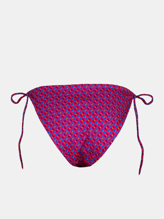 Windy Print Bikini Slip με Κορδονάκια Μωβ