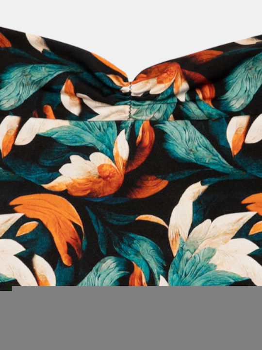 Art Print Bikini Slip Hohe Taille Marineblau