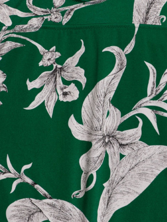 Lily Print Долнища На Бански Слип С Връзки Зелени