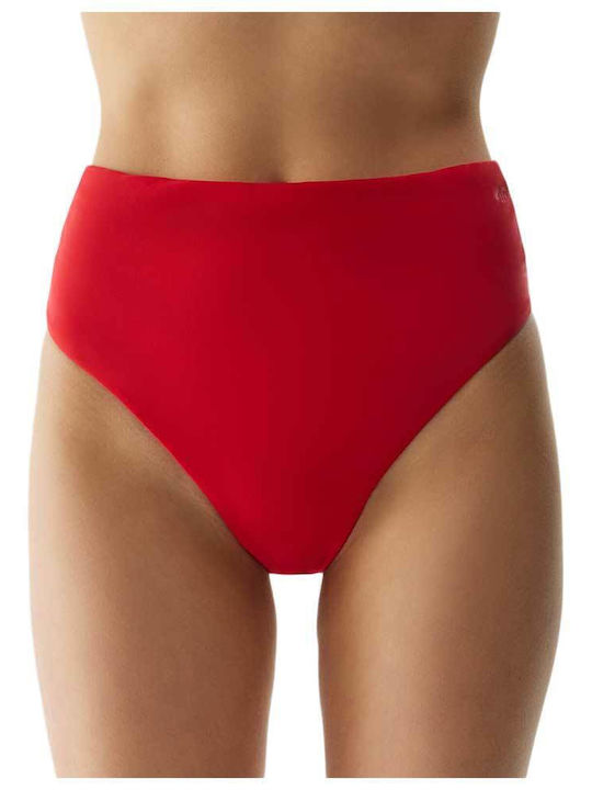 Bikini Slip Talie Înaltă Roșu